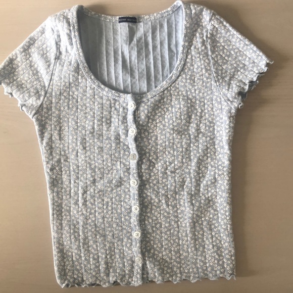 Brandy Melville blue Zelly Ruffle top - Picture 2 of 3
